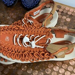 Keen Vibrant Orange and Tan Sandals